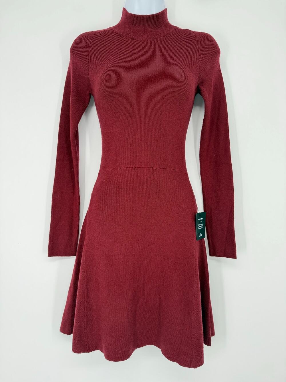 Lulus NWT Burgundy Turtleneck Fit & Flare Sweater Dress XS